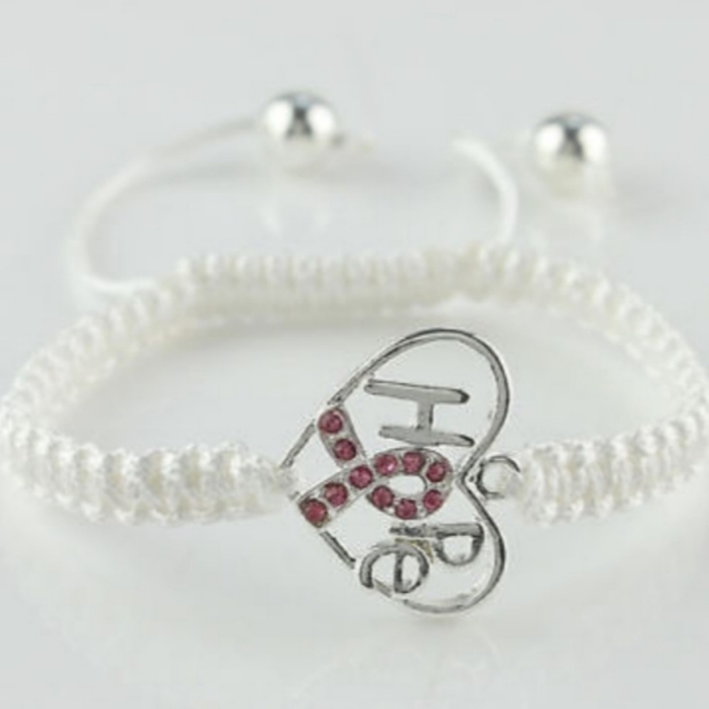 White pull rope Breast Cancer Bracelet